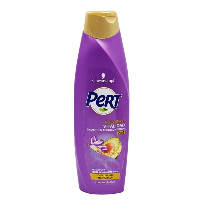 شامپو استحکام بخش کراتین و آووکادوی پرت Pert Fuerza and Vitalidad Keratin and Avocado Oil 2 En 1 Shampoo 650ml