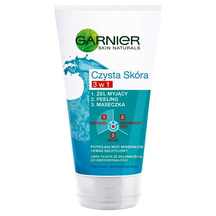 ژل شست و شوی لایه بردار مدل Czysta Skóra 3 in 1 پوست چرب گارنیر گارنیه Garnier Czysta Skóra 3 in 1 washing gel peeling mask 150ml