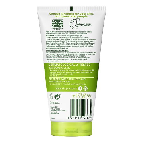ژل شستشوی مرطوب کننده صورت سیمپل کایند تو اسکین Simple Moisturizer Facial Wash Smooth And Healthy Looking Skin 150ml
