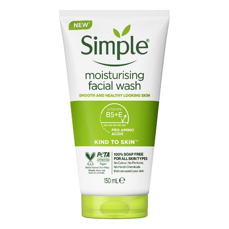 ژل شستشوی مرطوب کننده صورت سیمپل کایند تو اسکین Simple Moisturizer Facial Wash Smooth And Healthy Looking Skin 150ml