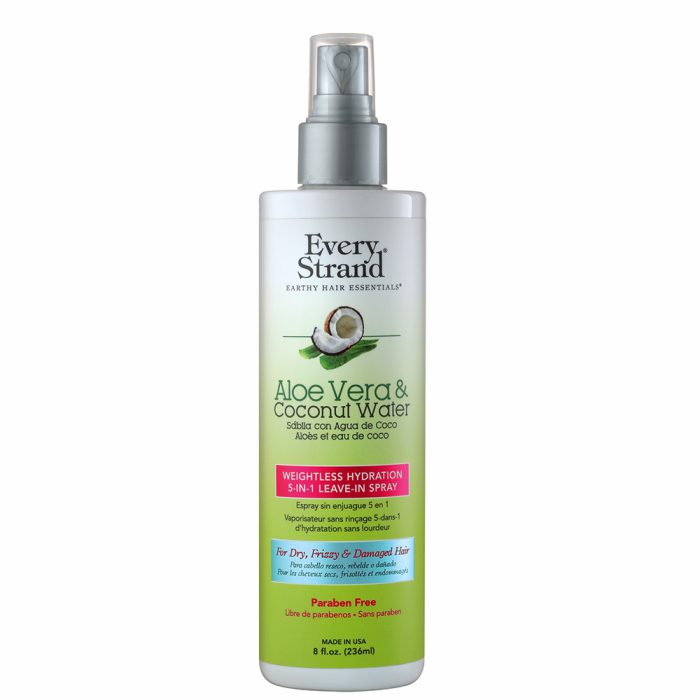 اسپری آبرسان و محافظ موی آلوئه ورا و آب نارگیل اوری استرند Every Strand Aloe Vera & Coconut Water Weightless Hydration 5 IN 1 Leave In Spray 236ml