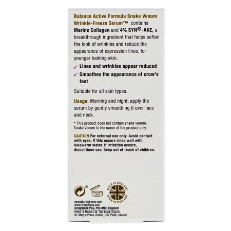 سرم جوانساز ضد چروک پوست چرب سم مار رینکل فریز بالانس Balance Active Skincare Snake Venom Wrinkle-Freeze Serum 30ml