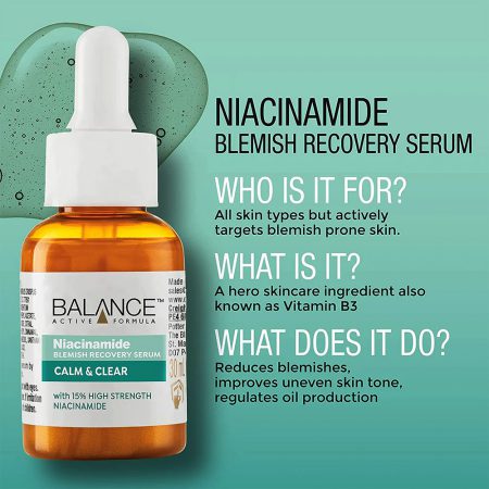 سرم ضد لک و ضد جوش بالانس نیاسینامید اسید 15% بازسازی کننده سلولی Balance Active Formula 15% Niacinamide Blemish Recovery Serum 15ml