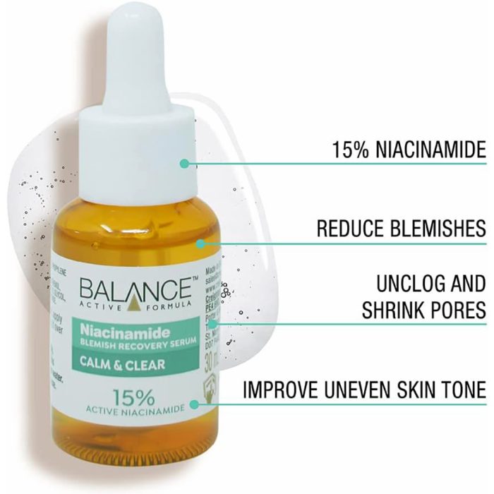 سرم ضد لک و ضد جوش بالانس نیاسینامید اسید 15% بازسازی کننده سلولی Balance Active Formula 15% Niacinamide Blemish Recovery Serum 15ml