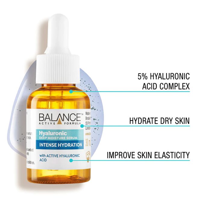 سرم هیالورونیک اسید آبرسان مرطوب کننده و جوانساز بالانس Balance Active Skincare Hyaluronic Deep Moisture Serum 30ml