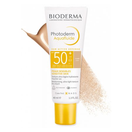 ضد آفتاب بایودرما فتودرم آکوافلویید SPF50 رنگی لایت Bioderma Photoderm Aquafluide Sunscreen SPF 50+ Claire Light Sun Active Defense 40ml