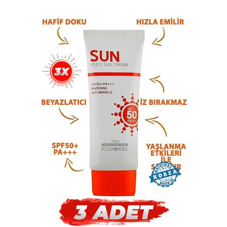 ضد آفتاب چند کاره ضد چروک و روشن کننده مولتی سان کریم فوداهولیک Foodaholic Multi Sun Cream SPF50+PA+++ 70ml