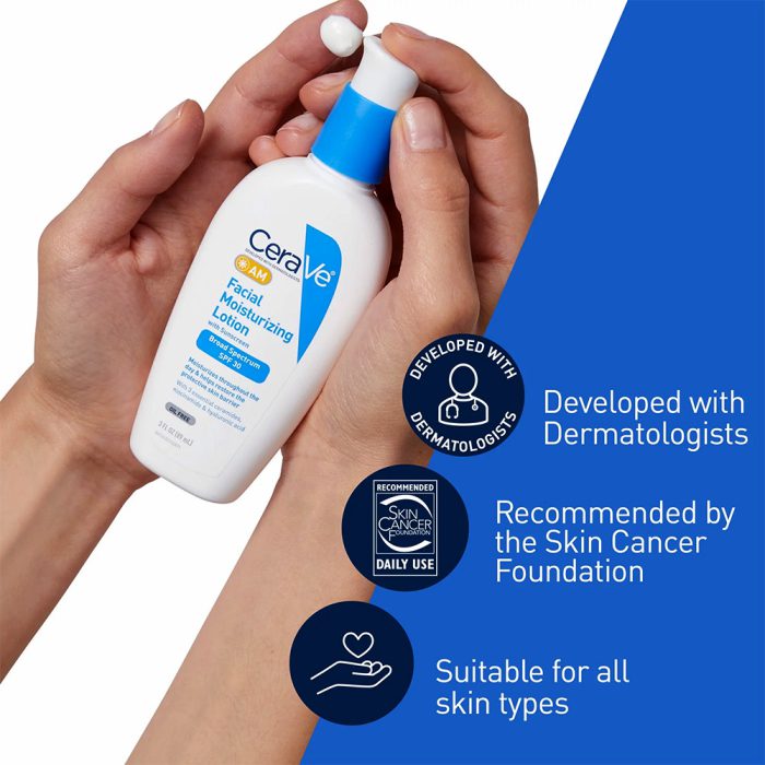 لوسیون مرطوب کننده روز SPF30 سراوی CeraVe AM Facial Moisturizing Lotion SPF30 Oil-Free 60ml