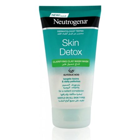 ماسک و شوینده سم زدای صورت اسکین دیتوکس نیتروژنا نوتروژینا فرانسه Neutrogena Skin Detox Clarifying Clay Wash Mask 150ml