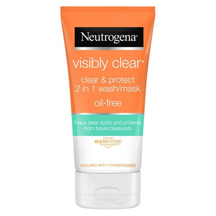 ماسک و شوینده ضد جوش و لک نیتروژنا نوتروژینا Neutrogena Visibly Clear Clear and Protect 2 in 1 Wash Mask 150ml