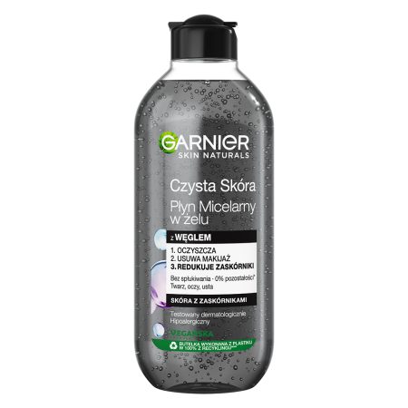 ژل میسلار پاک کننده سه کاره گارنیر حاوی زغال فعال garnier skin naturals czysta skóra plyn micelarny w żelu 400ml