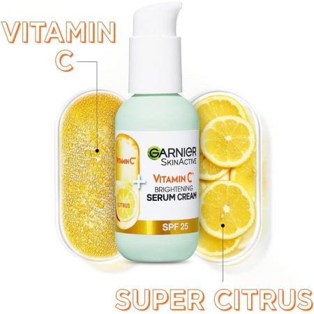 سرم روشن کننده 2 در 1 ویتامین سی گارنیر Garnier Skin Active Vitamin C 2in1 Brightening Serum Cream SPF25 50ml