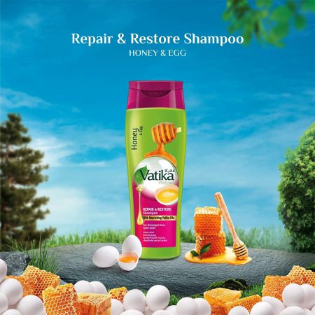 شامپو ترمیم کننده ضد وز ضد موخوره عسل و تخم مرغ واتیکا Vatika Honey and Egg Repair and Restore Shampoo