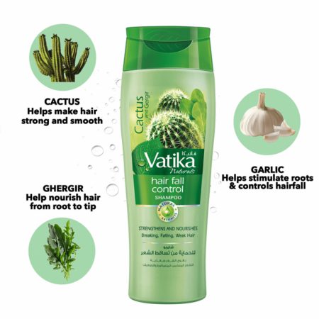 شامپو تقویت کننده کنترل ریزش موی کاکتوس واتیکا Vatika Cactus Gergir Hair Fall Control Shampoo 400ml