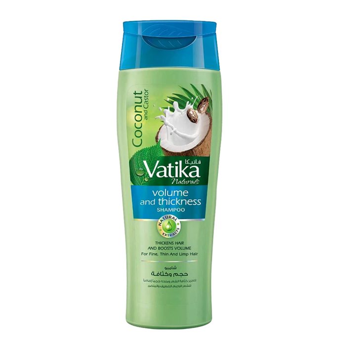 شامپو حجم دهنده نارگیل واتیکا Vatika Coconut and Castor Volume and Thickness Shampoo