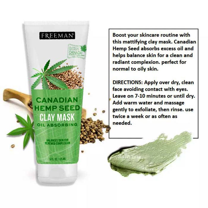 ماسک مات کننده صورت شاه دانه کانادایی فریمن Freeman Canadian Hemp Seed Clay Mask Oil Absorbing