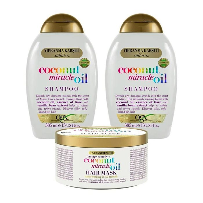 ماسک مو بدون سولفات روغن نارگیل میراکل او جی ایکس نرم کننده و ترمیم کننده قوی مو OGX Damage Remedy+ Coconut Miracle Hair Mask for Damaged Hair Extra Strength