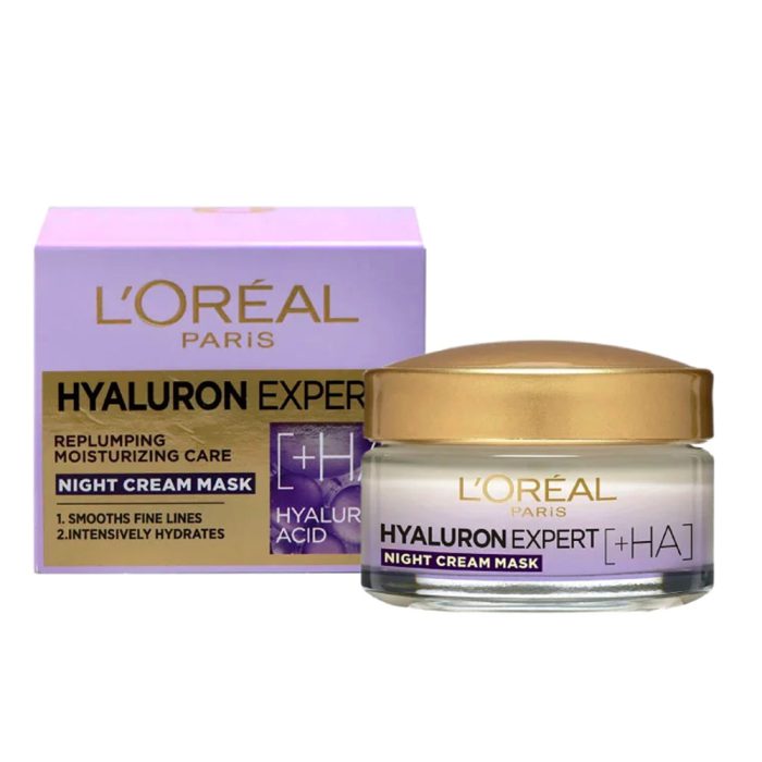 ماسک کرم آبرسان و ضد چروک شب هیالورون لورال L’Oréal Paris Hyaluron Expert Replumping Moisturizing Night Cream Mask 50ml