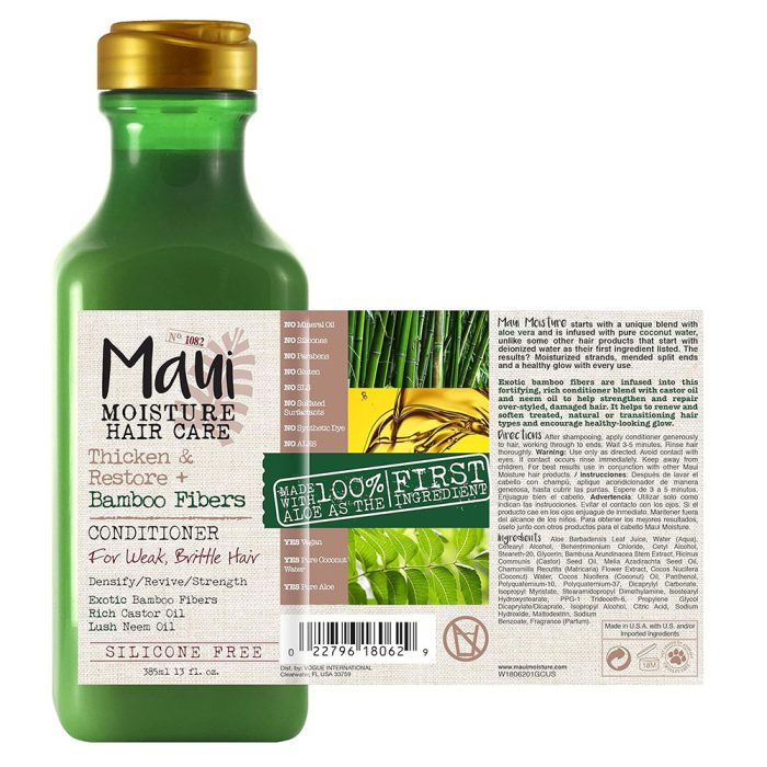 نرم کننده موی بامبوی مائوئی مائویی مویسچر ضد ریزش و بازسازی کننده Maui Moisture Thicken and Restore Bamboo Fibers Strengthening Conditioner 385ml