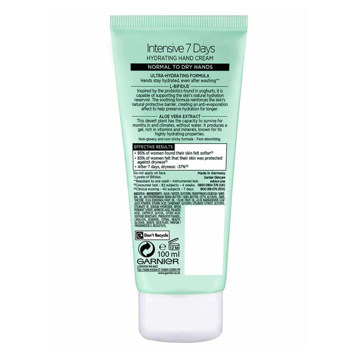 کرم آبرسان دست آلوئه ورای گارنیه گارنیر Garnier Intensive 7 Days Hydrating Hand Cream with Aloe Vera