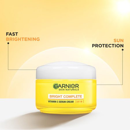 کرم سرم کاسه ای ضد لک و روشن کننده ویتامین سی گارنیر Garnier Bright Complete Vitamin C Serum Cream UV 45g