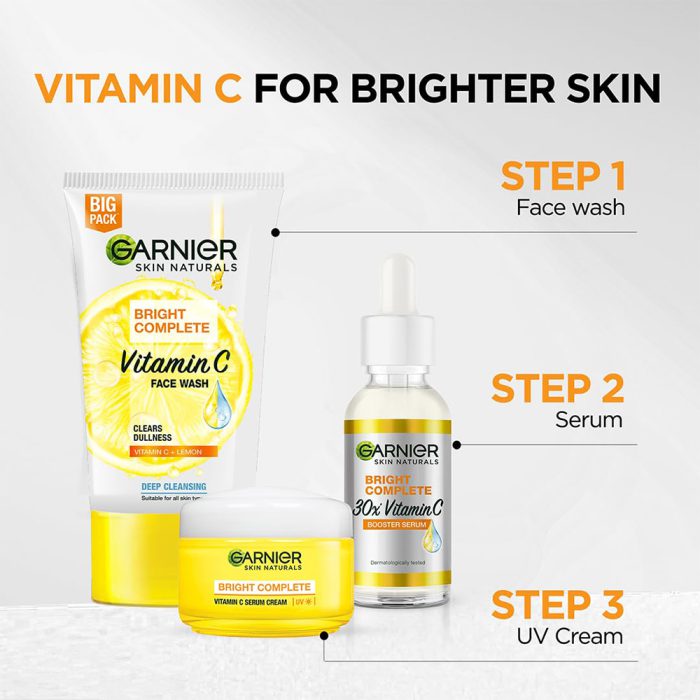 کرم سرم کاسه ای ضد لک و روشن کننده ویتامین سی گارنیر Garnier Bright Complete Vitamin C Serum Cream UV 45g