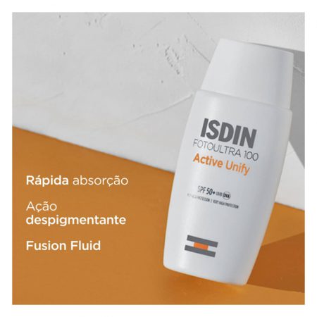 کرم ضد آفتاب ضد لک بی رنگ اکتیو یونیفای ایزدین Isdin Foto Ultra 100 ISDIN Active Unify Fusion Fluid SPF 50+ 50ml