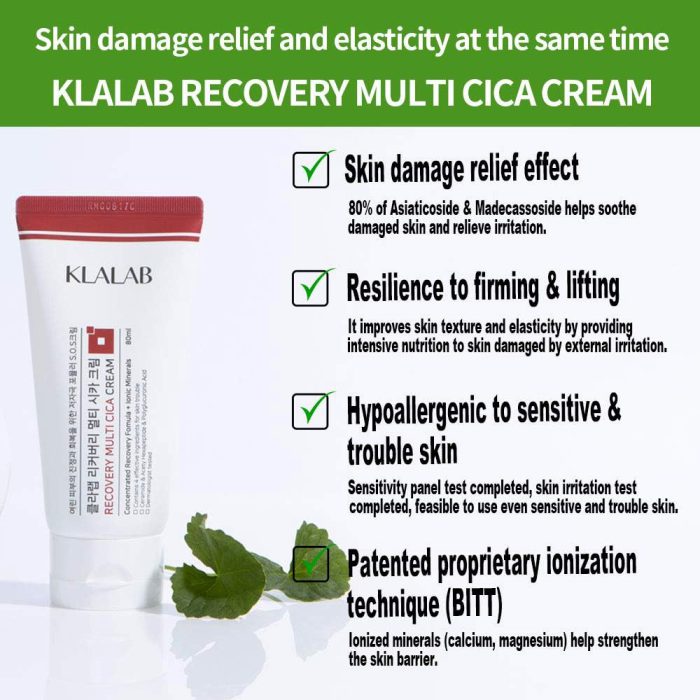 کرم مرطوب‌ کننده و ترمیم‌ کننده سد دفاعی پوست سوپر سیکا برند کلالب KLALAB Recovery Multi CICA Cream 80ml