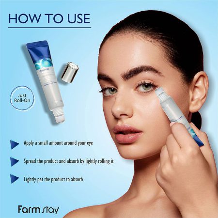 سرم دور چشم رولی کلاژن دریایی فارم استی Farm stay Collagen water full moist rolling eye serum 25ml