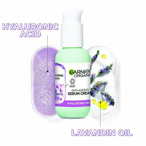 سرم کرم ضد چروک و ضد پیری 2 در 1 هیالورونیک اسید گارنیر Garnier Organic 2 in 1 Anti-Ageing Serum Cream Hyaluronic Acid 50ml