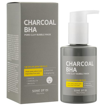 ماسک حبابی زغال سام بای می درمان منافذ و پاکسازی پوست Some By Mi Charcoal BHA Pore Clay Bubble Mask 120g