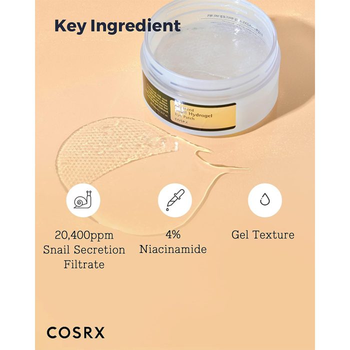 پد دور چشم هیدروژل حلزون کوزارکس Cosrx Advanced Snail Hydrogel Eye Patch