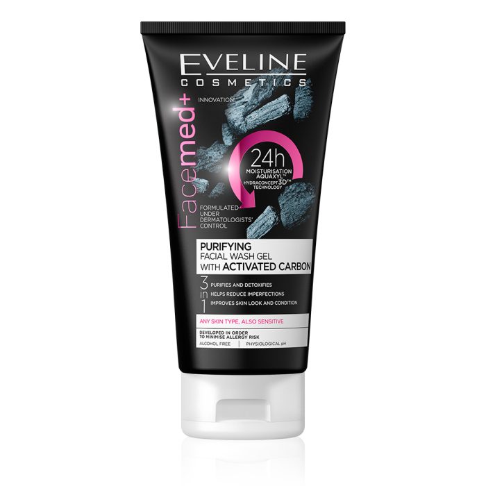 ژل شستشوی ضد جوش و چربی اولاین حاوی کربن Eveline Facemed Purifying Facial Wash Gel with Activated Carbon 150ml