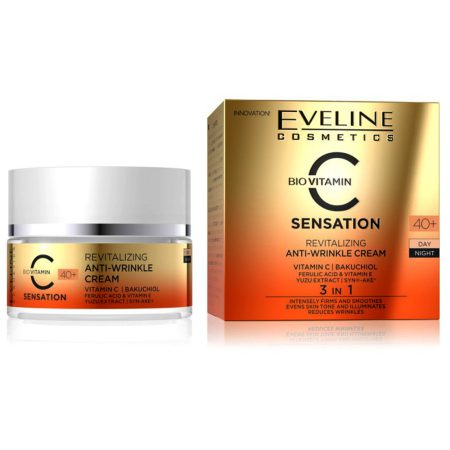 کرم روز و شب ضد چروک ویتامین C اولاین بالای 40 سال Eveline Bio vitamin C Sensation 40+ Revitalizing Anti-Wrinkle Cream