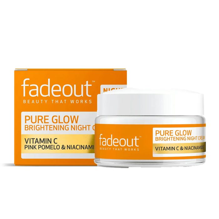 کرم روشن کننده شب ویتامین سی فید اوت Fadeout Pure Glow Whitening night Cream Vitamin C Pink Pomelo and Niacinamide 50ml