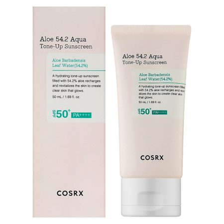 کرم ضد آفتاب مرطوب کننده بدون چربی آکوا تون آپ کوزارکس Cosrx Aloe 54.2 Aqua Tone-Up Sunscreen SPF50+ PA++++ Moisturizing sunscreen cream 50ml