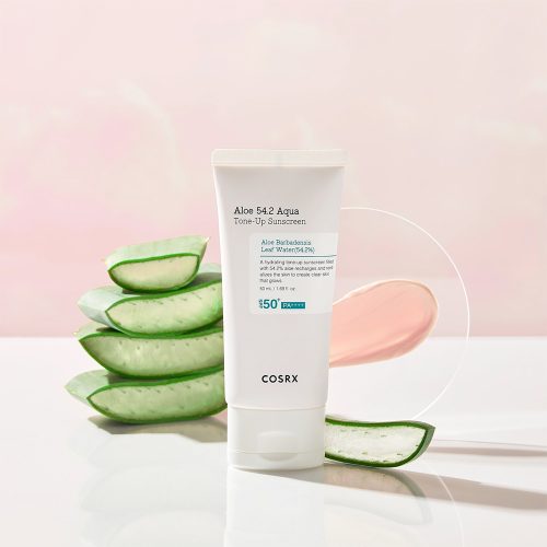 کرم ضد آفتاب مرطوب کننده بدون چربی آکوا تون آپ کوزارکس Cosrx Aloe 54.2 Aqua Tone-Up Sunscreen SPF50+ PA++++ Moisturizing sunscreen cream 50ml