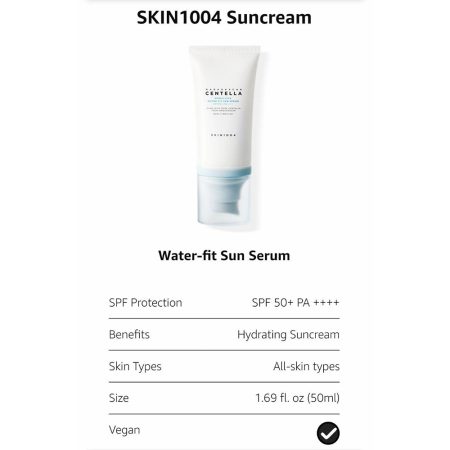 سرم ضدآفتاب هیالو سیکا اسکین 1004 مناسب انواع پوست Skin1004 Madagascar Centella Hyalu-cica Water-fit Sun Serum