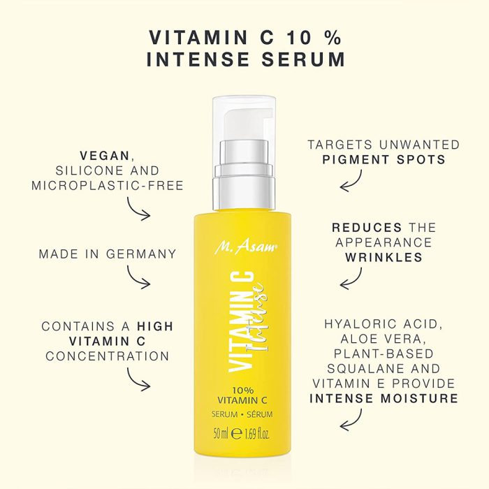 سرم مغذی ویتامین سی 10 درصد ام آسام اصل آلمان M.ASAM Vitamin C Intense Serum with 10% Vitamin C 50ml