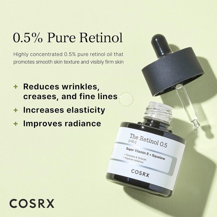 سرم روغنی رتینول 0.5 درصد کوزارکس ضد چین و چروک و آکنه COSRX The Retinol 0.5 Oil 20ml