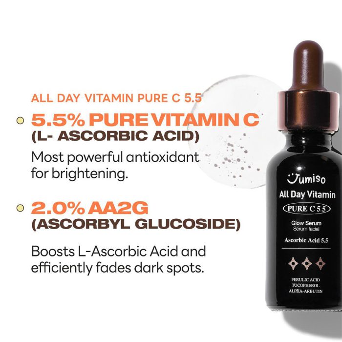 سرم ضد لک و روشن کننده ویتامین سی 5.5 درصد جومیسو Jumiso All Day Vitamin Pure C 5.5 Glow Serum 30ml