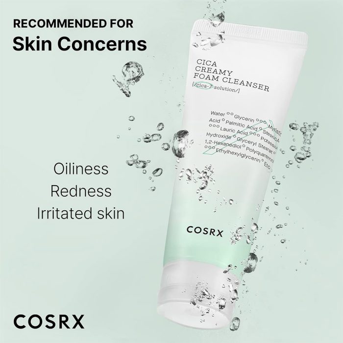 فوم شوینده کرمی ترمیم کننده و تسکین دهنده سیکا کوزارکس COSRX Pure Fit Cica Creamy Foam Cleanser