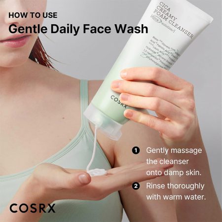 فوم شوینده کرمی ترمیم کننده و تسکین دهنده سیکا کوزارکس COSRX Pure Fit Cica Creamy Foam Cleanser