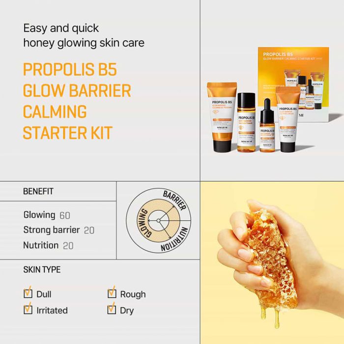 کیت ترمیم کننده و درخشان کننده پروپولیس سام بای می SOME BY MI Propolis B5 Glow Barrier Calming Starter Kit