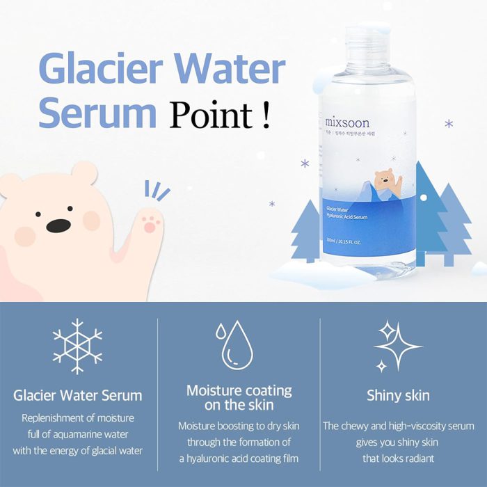 سرم آبرسان هیالورونیک اسید میکسون حاوی آب یخچال های طبیعی MIXSOON Glacier Water Hyaluronic Acid Serum