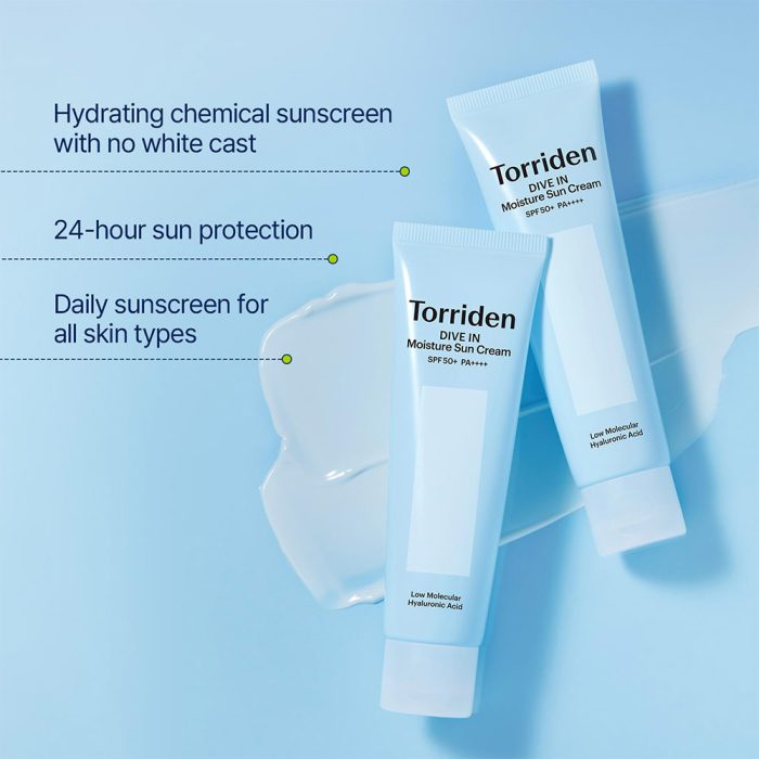 ضد آفتاب مرطوب کننده و آبرسان هیالورونیک اسید توریدن Torriden Dive-In Watery Moisture Sun Cream SPF 50+ 60ml