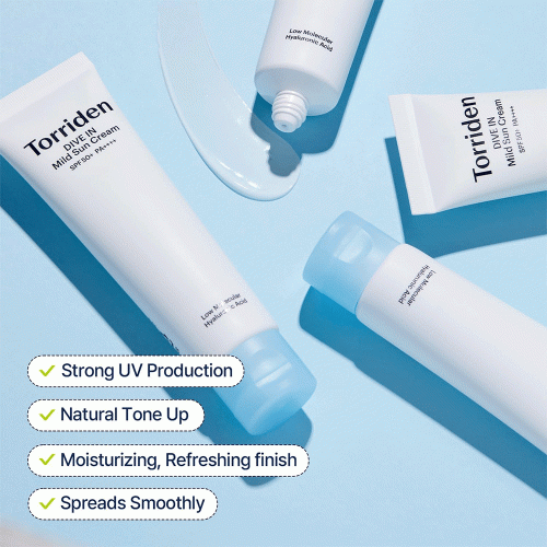 کرم ضد آفتاب فیزیکی مرطوب کننده و آبرسان توریدن Torriden Dive in Mild Sun Cream SPF50+ 60ml