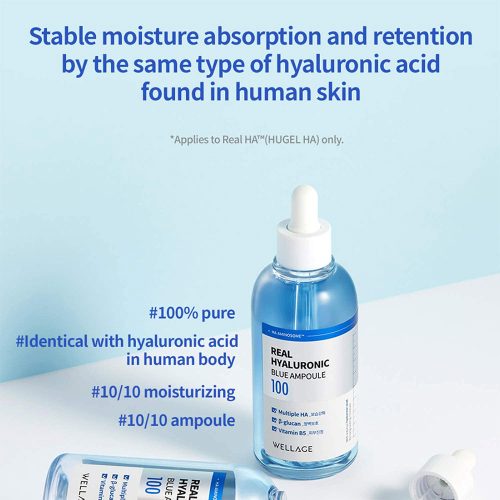 آمپول آبرسان هیالورونیک 100 درصد ولاژ Serum Wellage Real Hyaluronic Blue Ampoule