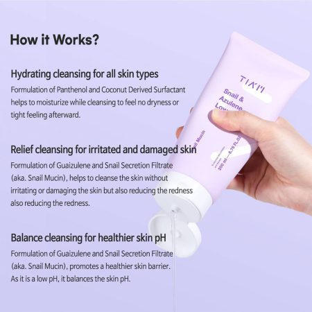 ژل شوینده ملایم حلزون و آزولن تیام TIAM Snail & Azulene Low pH Cleanser