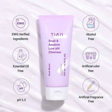 ژل شوینده ملایم حلزون و آزولن تیام TIAM Snail & Azulene Low pH Cleanser